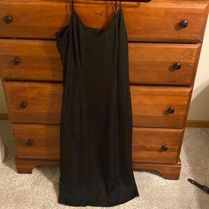 Midi Black Slip Dress S